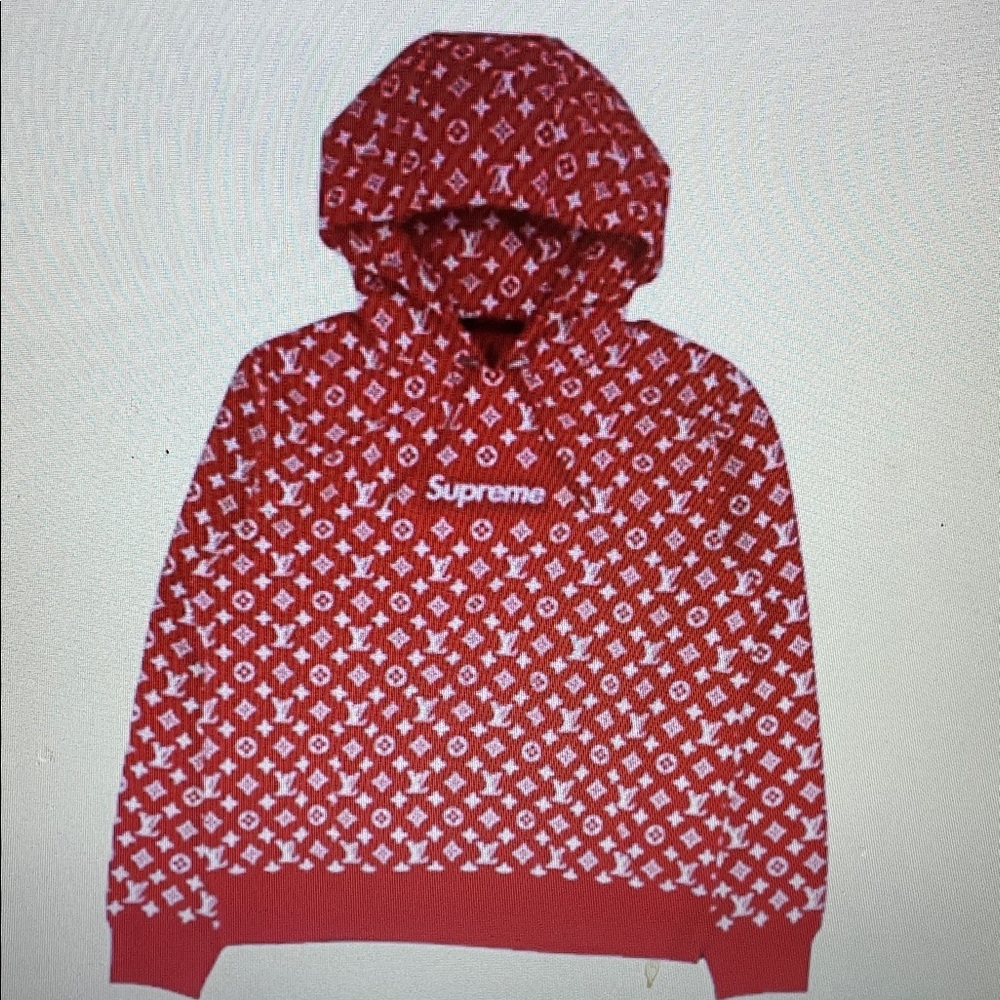 Supreme Red and White Designer Inspired Monogram Pullover Hoodie UNISEX